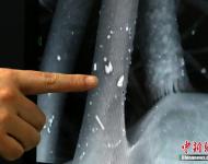 據(jù)他介紹，通過實(shí)驗(yàn)看到的主要是固態(tài)的霧霾顆粒，有碳酸鈣、氧化鐵、硫酸鹽等，非固態(tài)的氣溶膠則要通過另外的方式才能看到。