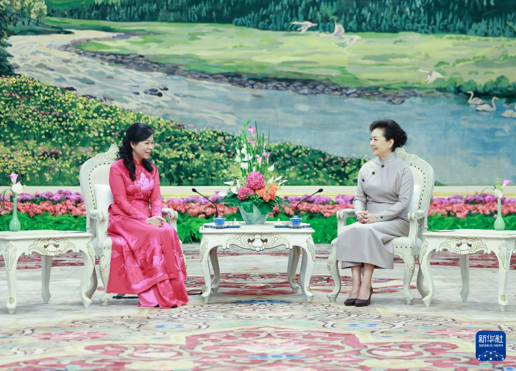 彭麗媛同越共中央總書記、國家主席夫人吳芳璃茶敘