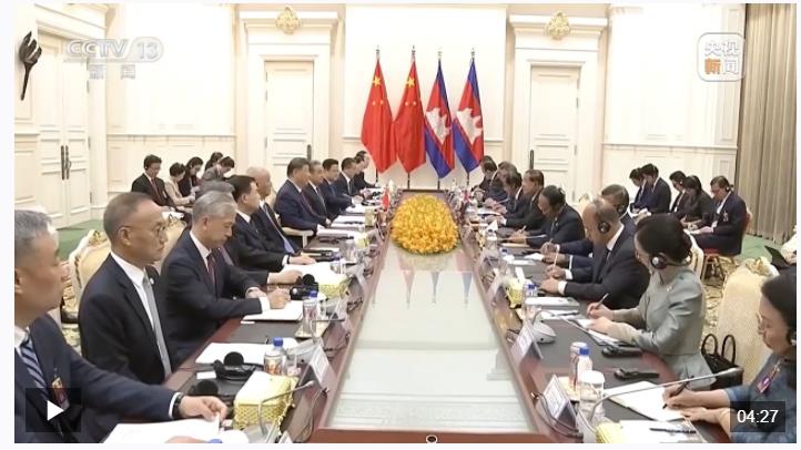 習(xí)近平會(huì)見(jiàn)柬埔寨人民黨主席、參議院主席洪森