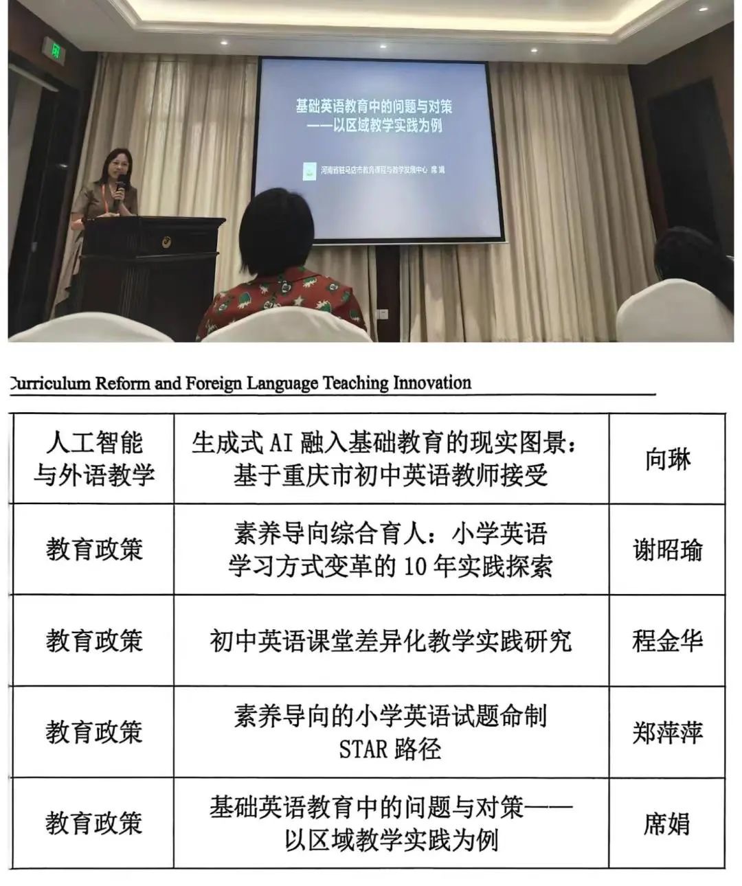  駐馬店市教育課程與教學(xué)發(fā)展中心席娟老師受邀在中國(guó)教育學(xué)會(huì)外語教學(xué)專業(yè)委員會(huì)學(xué)術(shù)年會(huì)上做專題發(fā)言